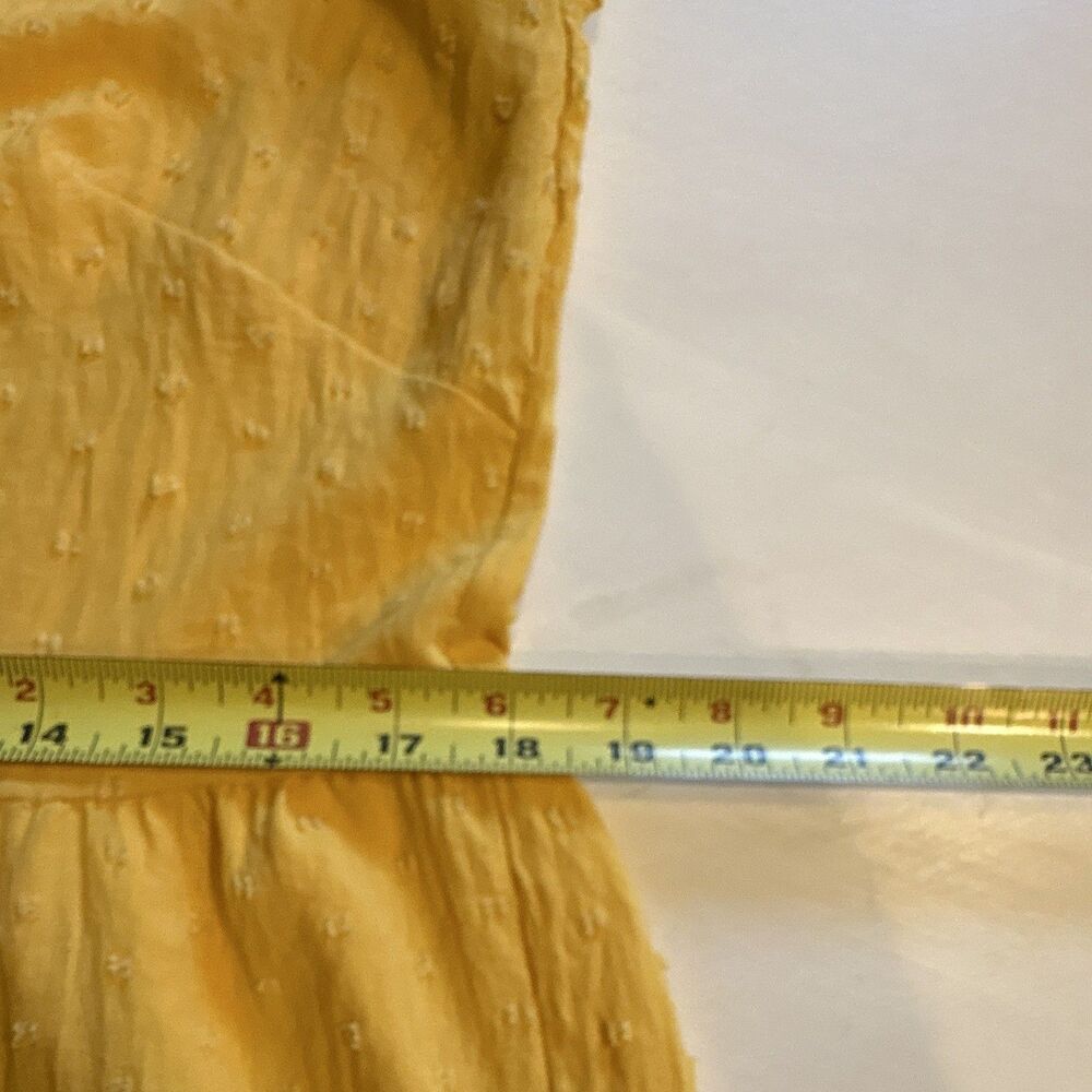 52seven Yellow Solid A-Line Dress Round Neck Cap Sleeve Ruffle Knee M - Picture 6 of 8